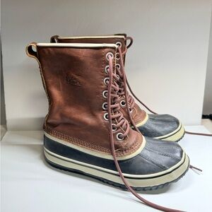 SOREL WOMEN'S 1964 PREMIUM LEATHER BOOT IN BROWN SIZE 7